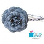 Distressed denim flower hea..